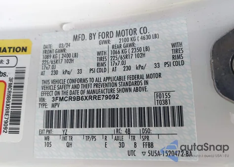 2024 Ford Bronco Sport Big Bend from USA, damaged, VIN 3FMCR9B6XRRE79092